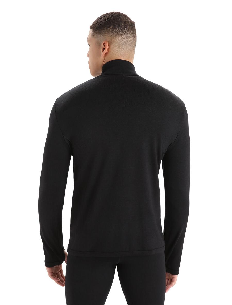 Black Icebreaker Merino Original Long Sleeve Half Zip Men's Hoodie | AU 1272KORI